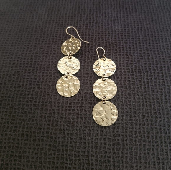 ✨️HP✨️ Gold💛 Filled Hammered🔨 Triple3️⃣ Disc📀 Earrings - Picture 14 of 15